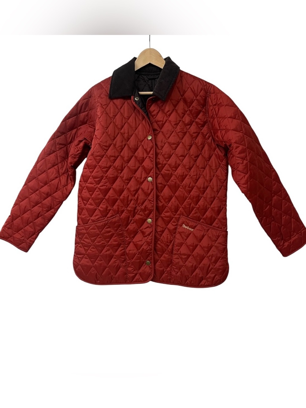 Barbour Ladies Red Shaped Liddesdale Quilted Barn Jacket US 10